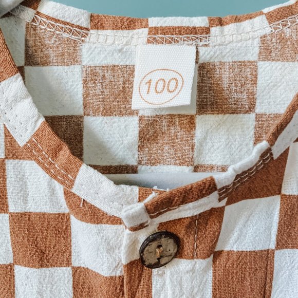 Sleeveless Checkered Jumpsuit - Never Worn (18-24 Month/size 100) - Picture 6 of 6